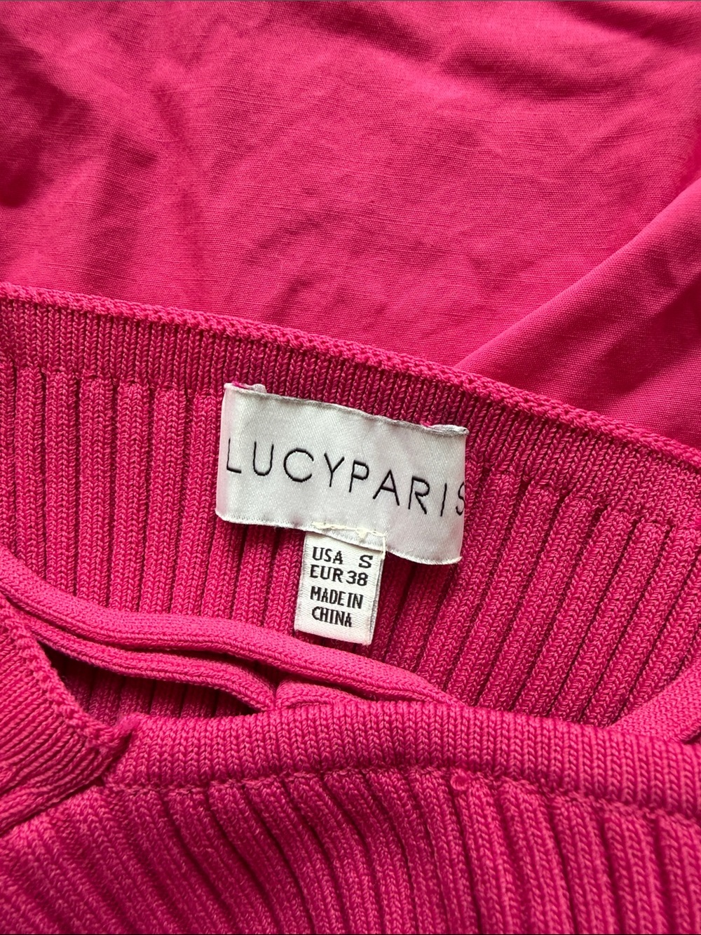 Lucy Paris Hot Pink Midi Dress with Knot Bodice - Picture 3 of 3